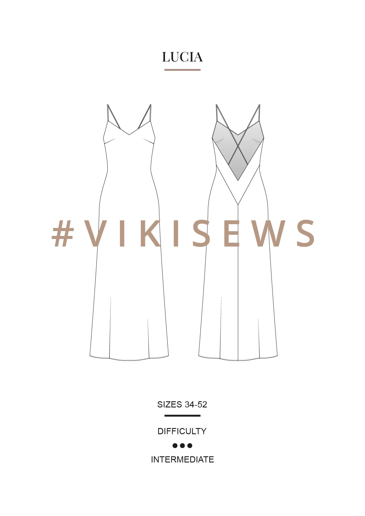 Vikisews Sewing Patterns for Women - Violet Dress Sewing Pattern for Women  - Size US2 - US20 Plus Size - Appropriate for Beginners with Easy to Follow